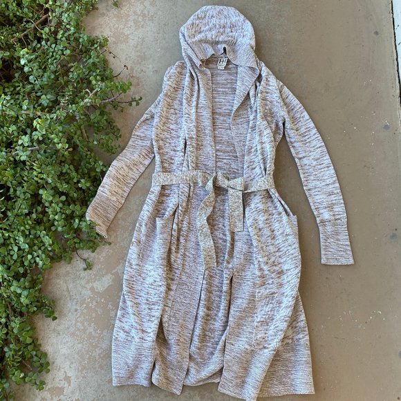 Haute Hippie Sweaters - Haute Hippie Oatmeal Long Hooded Duster Cardigan